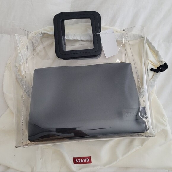 Staud Shirley Clear and Black Handbag - Picture 1 of 3